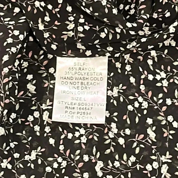 🍀2/$22 NWT Maxi Flawless Boutique Black Ditsy Flutter Sleeve Dress Womens Large - Picture 7 of 9